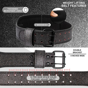 Leather Fitness Wear Glitter Belt Levantamiento de pesas Anime Glitter Prong Belts Custom Anime Leather Belt - Product Image 3