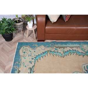 Alfombra Turca Vintage de 6.3x8.7 pies (192x266 cm), Alfombra Azul con Diseño de Patchwork - Product Image 2