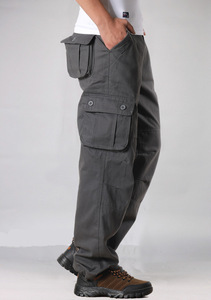 Nueva moda para hombre, monos de algodón, Pantalones rectos con cremallera, multibolsillos, seis 6 bolsillos, pantalones de trabajo largos informales holgados de talla grande - Product Image 4