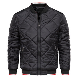 Haute qualité nouveau élégant hommes col côtelé fermeture éclair complet matelassé Bomber coupe-vent personnalisé rembourré bouffant veste - Product Image 1