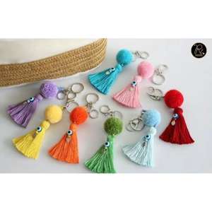 Pompon en coton fait main pour bijoux, boucles d'oreilles, sacs, porte-clés, accessoires de bricolage, vente en gros, couleurs personnalisées, OEM ODM, usine - Product Image 1