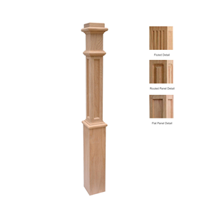 Vente en gros EFS Viet Nam 4091FP Boîte en bois de caoutchouc massif Newel avec panneau plat Détail Pièces d'escalier élégantes pour tout escalier - Product Image 2