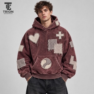 <b>Trendy</b> men acid wash embroidered <b>hoodie</b> delivers relaxed comfort bold texture and attractive embroidery for casual outdoor - Product Image 1