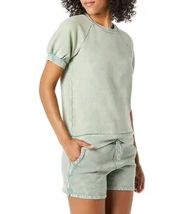 2024 Trending Zuur Gewassen Shorts 2 Delige Set Oversized Pullover T-Shirt Jogger Korte Sets Voor Dames Zomer Korte Trainingspak Sexy