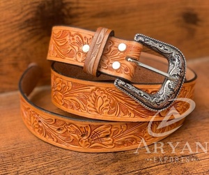 Hot Sale New Designer High Quality Leather <b>Belts</b> Hand <b>Tooled</b> Carving Stylish Brown Color <b>Belts</b> - Product Image 1