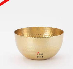 Beau bol de service en métal blanc et doré de forme ronde et élégant pour hôtel restaurant - Product Image 2