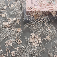 Tissu en dentelle de voile français transparent, brodé de cordon 3D floral, de paillettes et de dentelle, luxueux, élégant, sexy, écologique, pour mariée