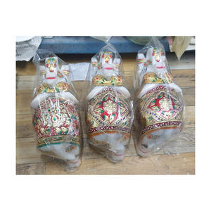 Indian Marble <b>Gold</b> Painted Handmade Polished Elephant <b>Statue</b> with Velvet Box for Home Decoration and Gifting - Product Image 4