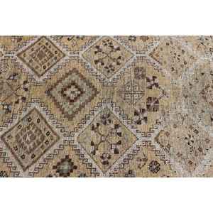 Grand tapis turc vintage de 4,5 x 9,8 pieds, tapis en laine marron patchwork - Product Image 4