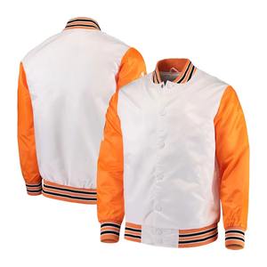 OEM personalizado recubierto Formal satén Varsity chaquetas frente logotipo personalizado tela brillante impermeable a prueba de viento Universidad Proveedor - Product Image 5