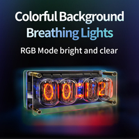 Jam tabung cahaya 4-bit, tabung jam RGB Digital LED bersinar tabung untuk dekorasi Desktop rumah kotak kemasan mewah ide hadiah
