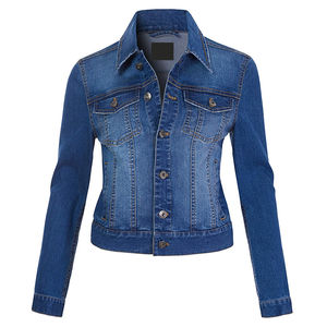Chaquetas vaqueras para mujer Chaqueta de diseñador hecha con vaqueros de color azul transpirable con impresiones de logotipos personalizados para adultos Servicio OEM. - Product Image 4