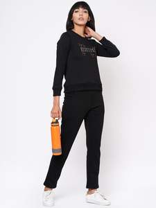 ชุดวอร์มผู้หญิงคอกลมแขนยาวกางเกงขายาวทรงดินสอมีกระเป๋าชุดวอร์มสองชิ้นสำหรับฤดูหนาว - Product Image 3