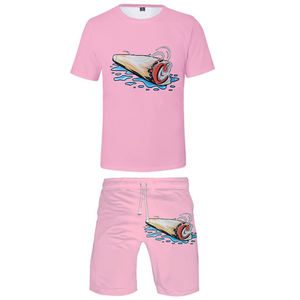 Conjunto Corto de Dos Piezas para Hombre, Camisa de Manga Corta, Color Sólido, Color Rosa, Personalizado, Verano - Product Image 1