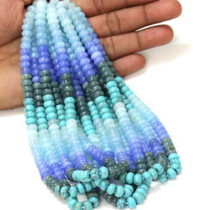 Perles rondes en quartz bleu multi-tons : Bijoux artisanaux en pierres précieuses AAA (7-8 mm) - Product Image 2