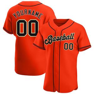 Direct Engro Sportswear Industry Personnalisé Orange Noir Authentique Maillot de Baseball Plus Size Design - Product Image 1