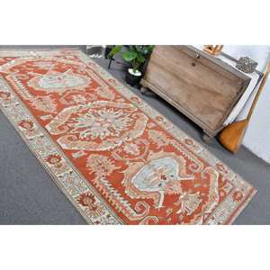 Alfombra turca Vintage área grande 4,7X8,9 pies clásico rojo Beige patrón abstracto Material de lana 10mm látex para decoración de habitación de pasillo - Product Image 4