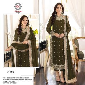 NOORIE MAAHRU MERUB COSTUME 3PC SALWAR NON COUDU BRODÉ - Product Image 2