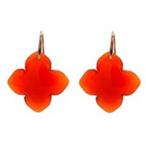 มาใหม่สีส้ม Chalcedony พลอย925สเตอร์ลิงโคลเวอร์รูปร่างต่างหู - Product Image 1