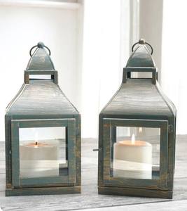 Portavelas decorativo de farol de metal verde con acabado rústico para decoración del hogar, jardín, patio y decoración interior y exterior - Product Image 4