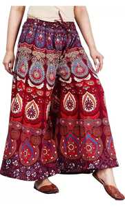 Nouveau Palazzos pour femmes coupe régulière multicolore pur coton pantalon évasé respirant élastique mi décontracté imprimé Design pour l'été - Product Image 3