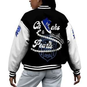 Zeta Phi Beta 1920 ZPB Sororité Varsity Veste Letterman Bleu Blanc Chenille Patch Vie Grecque Fondateurs Style Porter - Product Image 2