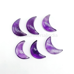Cuentas talladas de luna creciente de amatista, cuentas sueltas de piedras preciosas con forma de luna de amatista púrpura para la fabricación de joyas, lunas de cristal talladas a mano - Product Image 5