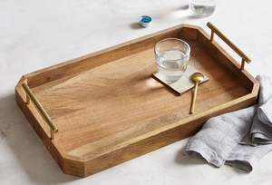 Design PARFAIT Plateau de service rectangulaire en bois Finition naturelle Taille standard pour la maison et le mariage Plateau de service fait à la main - Product Image 6