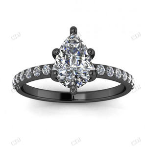 Inde Top vendeur en forme de poire plaqué or Moissanite bagues de fiançailles or pur Solitaire bague d'éternité bijoux personnalisés - Product Image 5