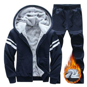 Chándal deportivo de invierno para hombre, ropa deportiva gruesa y cálida con capucha, conjunto de dos piezas para correr y Fitness - Product Image 5