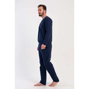 Conjunto de Pijama de Manga Larga con Cuello Redondo y 2 Hilos para Hombre CEPLI - Azul Marino - Azul Marino - Product Image 4