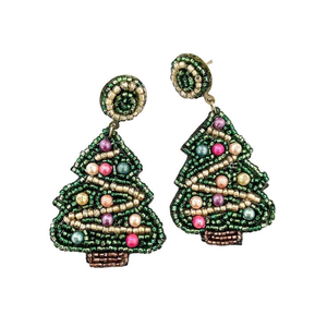 Pendientes colgantes de árbol de Navidad con cuentas de semillas multicolores hechos a mano para mujeres y niñas, tachuelas de moda de glowin fashion - Product Image 6