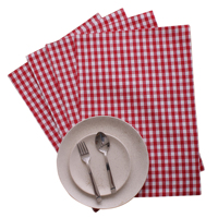 Set de table en coton tissé 100 %, motif à carreaux rouges, séchage rapide, forme carrée, pour la maison moderne, les mariages et l'extérieur