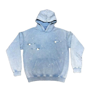 Vêtements de mode personnalisé déchiré Streetwear Style pull en détresse à capuche coton polaire hommes lavé à l'acide à capuche - Product Image 3