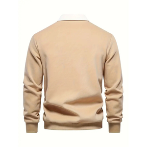 Chemise tricotée en coton mélangé motif rétro uni revers à manches longues pour hommes anti-rides décontracté Logo personnalisé Service OEM pour - Product Image 6