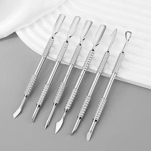Kit professionnel de repousse-cuticules double embout en acier inoxydable réutilisable, personnalisable OEM, outil de manucure argenté pour le nettoyage des ongles - Product Image 5
