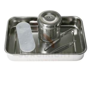 Plateau de désinfection chirurgical de laboratoire en acier inoxydable 304 carré avec couvercle, kit chirurgical manuel certifié CE, instruments - Product Image 1