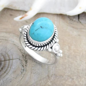 Aqua Chalcedony Oval Cut Bezel Setting 925 Sterling <b>Silver</b> Gemstone <b>Ring</b> Handmade Classic <b>Boho</b> Wedding Jewelry Women Parties - Product Image 1