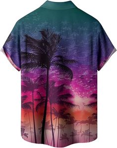 Chemises hawaïennes rétro solides de haute qualité 100% polyester pour hommes, vacances d'été à la plage, bouton, manches courtes, respirantes - Product Image 2