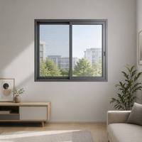 Ventana Corredera Doble Moderna, Horizontal, Ahorradora de Espacio, de Alto Rendimiento, de Aluminio y Vidrio Templado para Hotel
