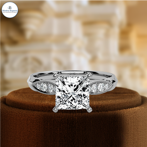 Anillo de Compromiso Solitario con Diamante Cultivado en Laboratorio, Corte Princesa, 1 Quilate, Certificado IGI, Oro Amarillo de 14k, Anillo de Boda para Regalo de Aniversario - Product Image 2