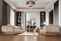 Ensemble de canapés Chesterfield de luxe en velours capitonné, canapés sectionnels en acier inoxydable pour salon, meubles pour la maison et l'hôtel