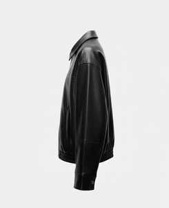 Blouson Bomber matelassé en peau de mouton noir pour femme, coupe oversize, fermeture éclair, style décontracté, streetwear, style vintage, doux et uni - Product Image 2