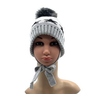 Gorros de Punto Jacquard Bordados Unisex, Gorros de Punto para Bebé con Forro de Felpa Dobby, Gorros de Punto Personalizados para Niños con Pompón - Product Image 6