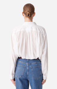 เสื้อผู้หญิงสีขาว คอวี สายเดี่ยว ทรงปกติ สไตล์วินเทจ ผ้าลินินระบายอากาศ เสื้อลำลอง - Product Image 4