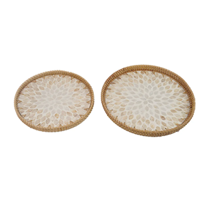 ถาดหวายเวียดนามขายส่ง ฝังมุก ประดับตกแต่ง ถาดเสิร์ฟมุก สำหรับเทศกาลรอมฎอน อีด ของตกแต่งบ้าน งานฝีมือ - Product Image 6