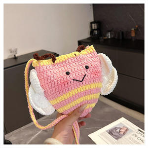 Crochet <b>Bee</b> Cartoon Cotton Bag Large Capacity Handmade Woven Fashionable All-match Portable Shoulder Crossbody Buckle - Product Image 6