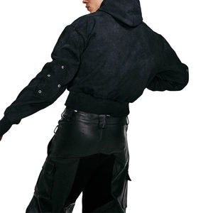 Sudadera con Capucha Corta para Hombre, Estilo Vintage, Lavada, Holgada, con Cierre, Detalles Metálicos y Aberturas, Personalizable y de Alta Calidad - Product Image 2