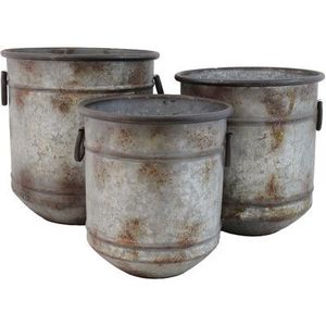 Juego de macetas de Metal nórdicas galvanizadas, macetas de flores con asas, creativas y antiguas, 3 unidades - Product Image 2