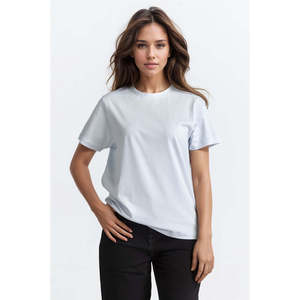 T-shirt en jersey 100 % coton pour femme, respirant, ajusté, coupe courte, idéal pour l'été, avec lettres décoratives à rivets, haut décontracté, OEM ODM - Product Image 2